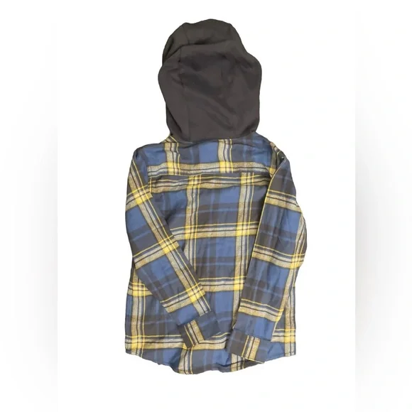 Boys 10/10a Carters Kids button up flannel with Hood - Picture 4 of 6